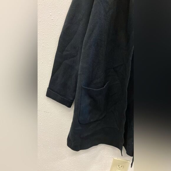 J. Jill Thick Black Heavy Cardigan pocket sweater unique neckline Large - Picture 2 of 4